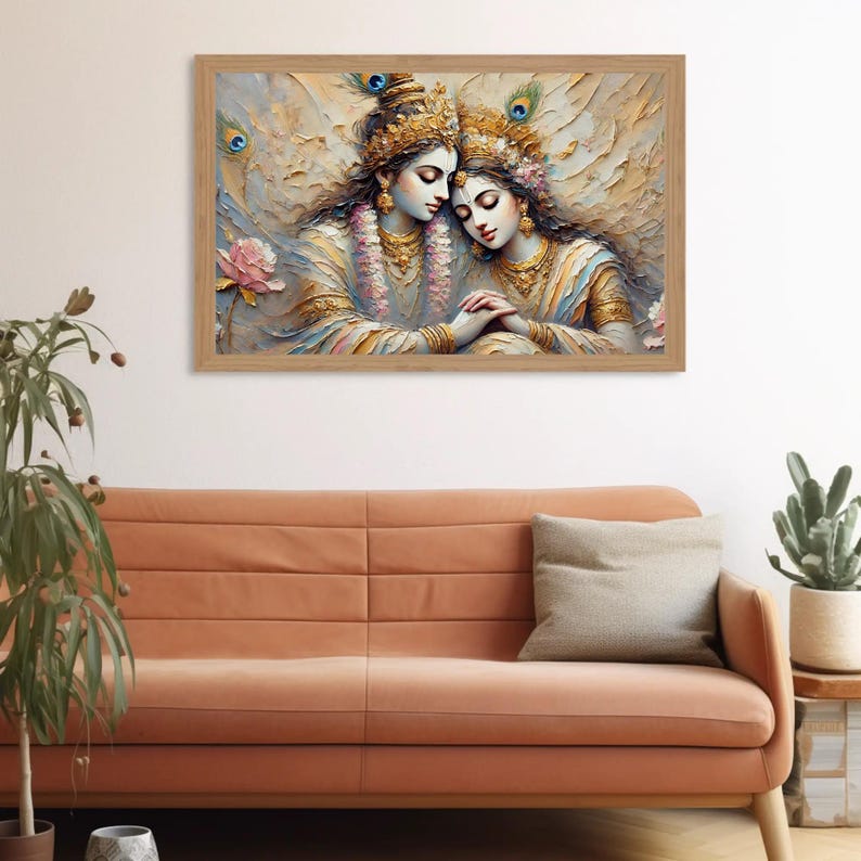 Radha Krishna love digital wall art print krishna love romantic wall art