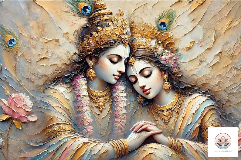 Radha Krishna love digital wall art print krishna love romantic wall art