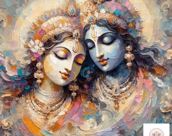 Radha krishna divine love romantic Abstract Printable digital wall art, Hindu wall art, Krishna wall decor, Hare krishna art