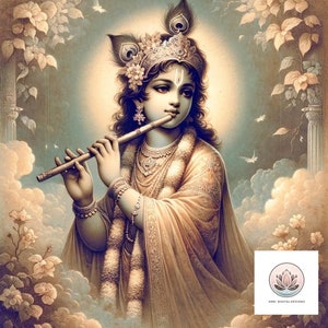 Traditional Lord krishna ISKCON Lithograph style Printable digital wall art - Digital download Hindu wall art, Hare krishna wall decor