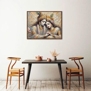 Radha Krishna love digital wall art print krishna love romantic wall art