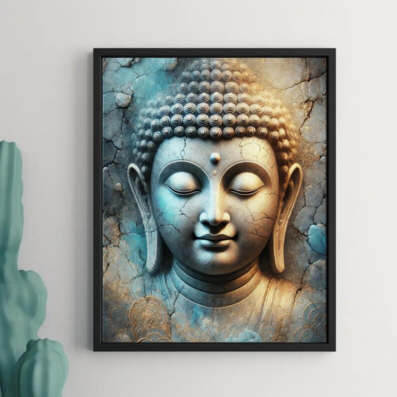Buddha Face Digital Art Print | Serene Meditation Wall Decor | Instant ...