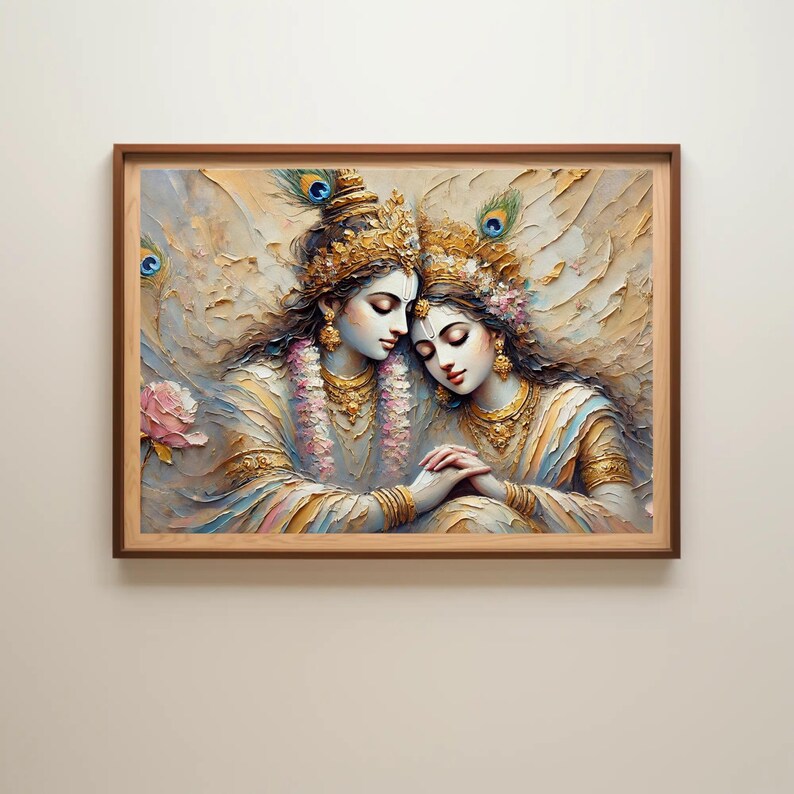 Radha Krishna love digital wall art print krishna love romantic wall art