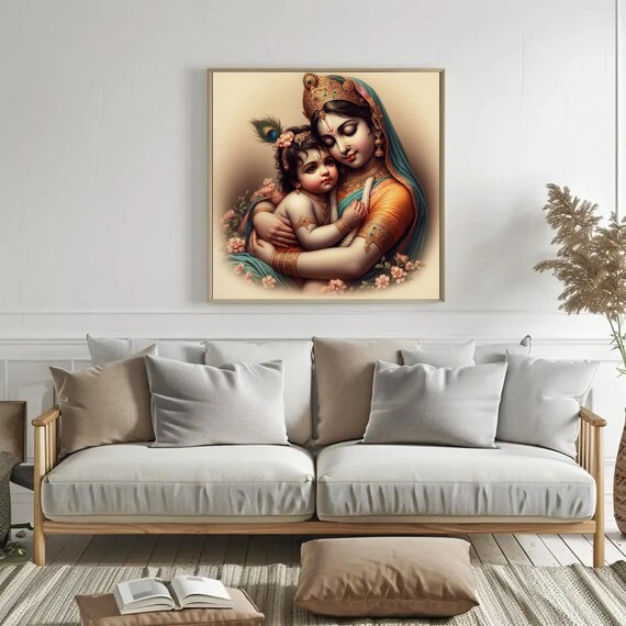 Divine Yashoda Krishna Wall Art | High-resolution Digital Download