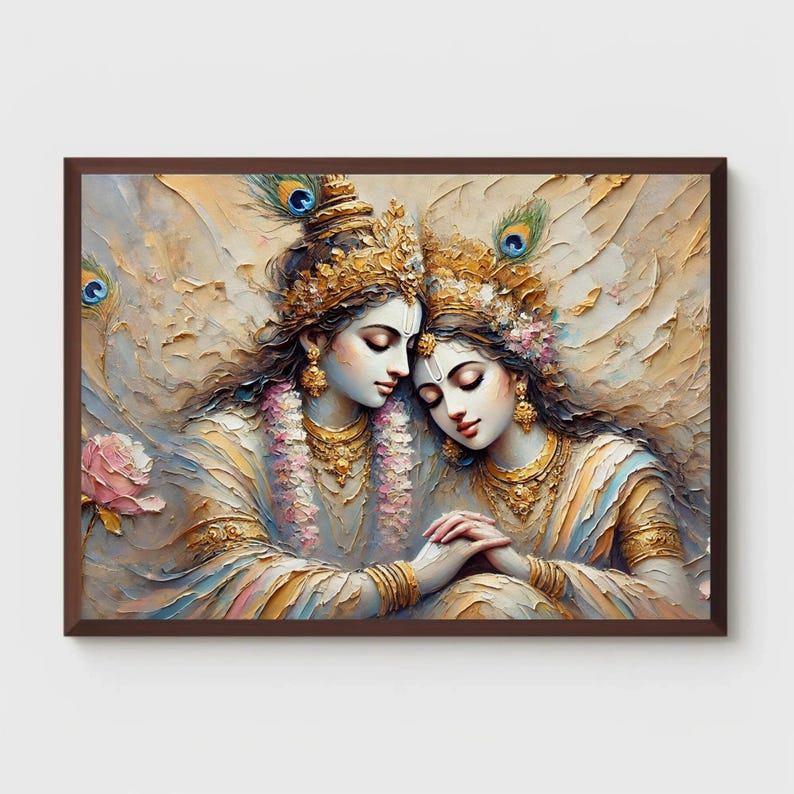 Radha Krishna love digital wall art print krishna love romantic wall art
