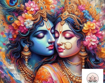 Radha krishna divine love romantic Abstract Printable wall art, Modern Krishna with radha art, Krishna wall decor, Hare krishna art
