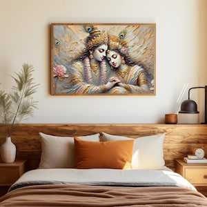 Radha Krishna love digital wall art print krishna love romantic wall art