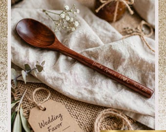 Personalized Wooden Spoon Wedding Favors, Engraved Kitchen Utensils, Custom Wedding Gift, Rustic Wedding Favor, 9 Inch Wooden Cooking Spoon