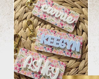 Personalized Bag Tag, Acrylic Name Tag, Backpack Name Tag, Custom Bag Charm, Personalized Keychain, Diaper Bag Tag, Teacher Gift