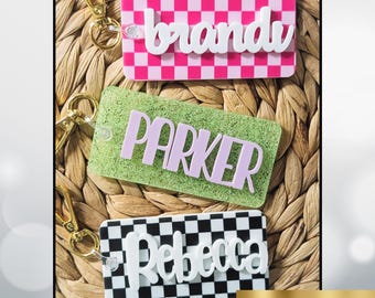 Personalized Kids Name Keychain Tag, Custom Backpack Name Tag, Easter Basket Tag, Acrylic Name Keychain for Kids Bags & Water Bottles