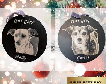 Custom Black Metal Engraved Ornament, Personalized Pet Ornament, Modern Christmas Ornament, Simple Holiday Ornaments for New Home, Baby Gift