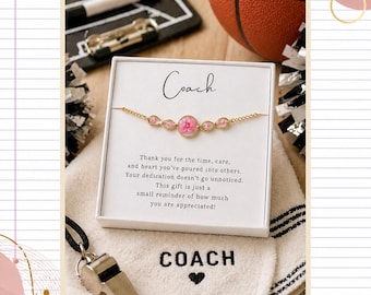 Floral Resin Coach Bracelet: Gold-Plated, Pink Pressed Flowers, End of the Season Coach Appreciation Gift, Floral Bracelet Coaches gift