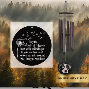 Black Double Side Personalized Engrave Pet Memorial Outdoor Wind Chime-Pet Lose Remembering Gift-Outside Sketch Dog Cat Loss Sign for Garden
