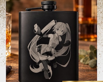 Custom Photo Engraved Flask, Personalized 8oz Stainless Steel Black Flask, Groomsmen Gift, Flask For Him, Military Gift, Retirement Gift