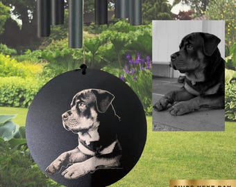 Personalized PET MEMORIAL Gift - Pet Remembrance Gift, Custom Dog Loss Gift, Memorial Windchime, Photo Wind Chimes, Engraved Paw Print Gift