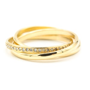 Trio Rolling Ring 18k gold band with diamonds image 7