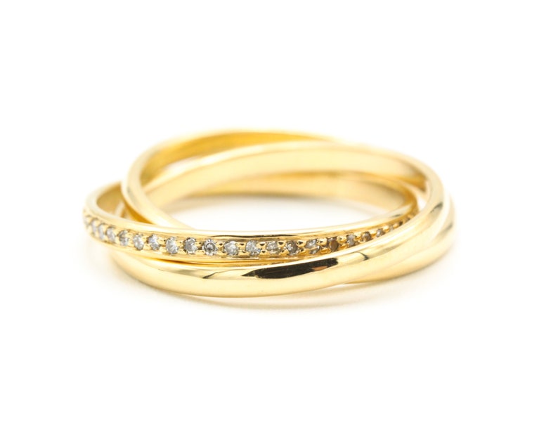 Trio Rolling Ring 18k gold band with diamonds image 7