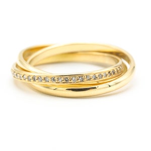 Trio Rolling Ring 18k gold band with diamonds image 8