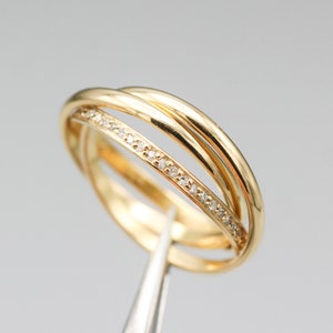 Trio Rolling Ring 18k gold band with diamonds image 4
