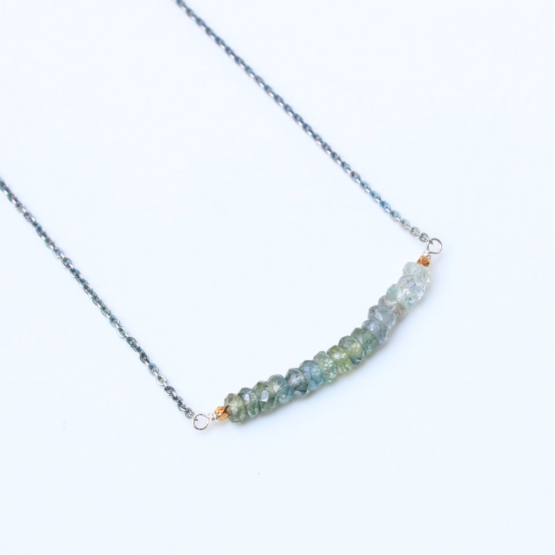 AAA Green Sapphire Necklace with oxidized sterling silver chain