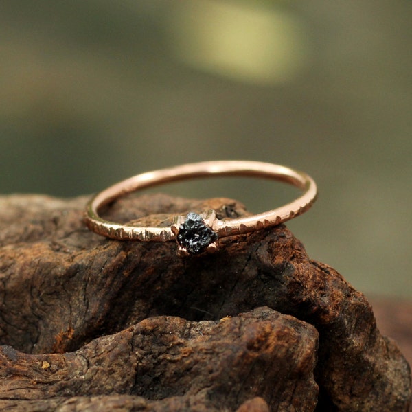 Rose gold plated sterling silver twist band with elegant rough diamond