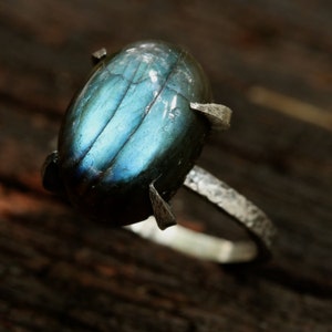 Earrings,teardrop Cabochon Moonstone and 3 Round Silver Ring on