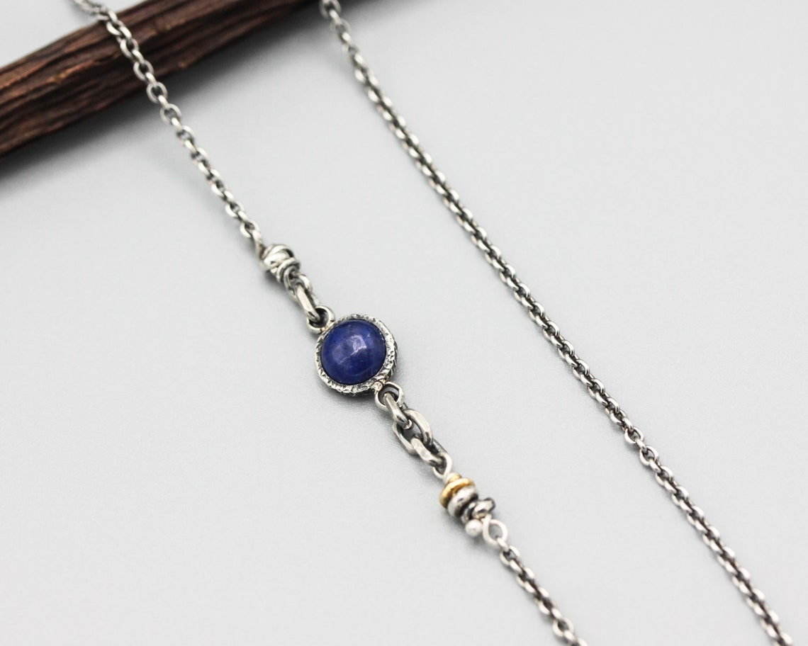 Round Lapis Lazuli Necklace in Silver Bezel Setting With - Etsy UK