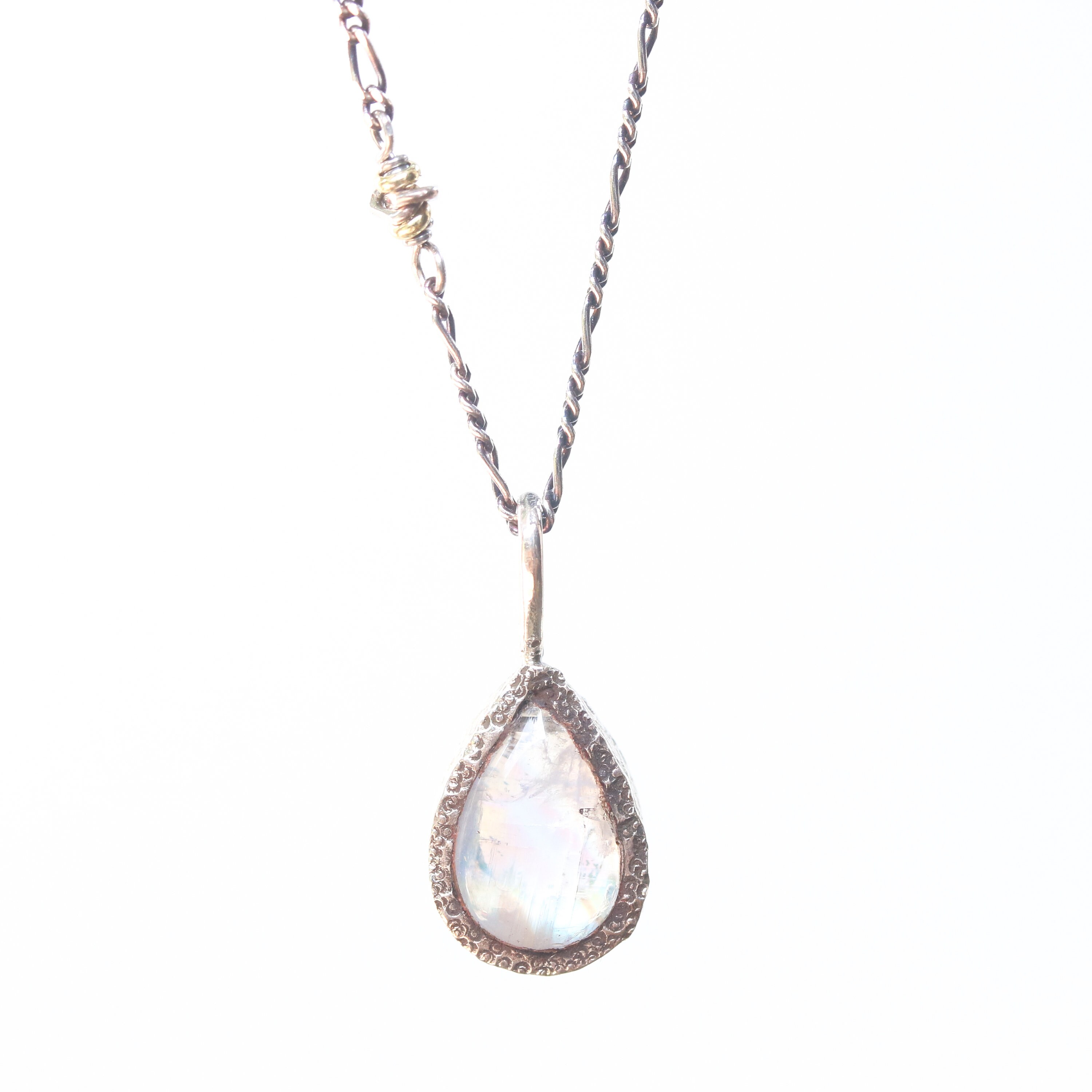 Teardrop cabochon Moonstone pendant necklace in silver bezel | Etsy