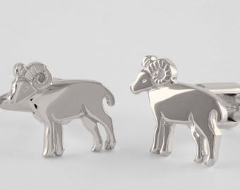 Aries Cufflinks handcrafted in Sterling Silver, Zodiac, Astrological sign, Ram, personalized