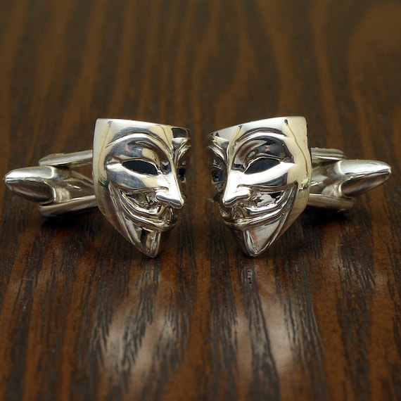 Wooden cufflinks Anonymous Mask