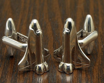 Space Shuttle Cufflinks, Sterling Silver, Handmade