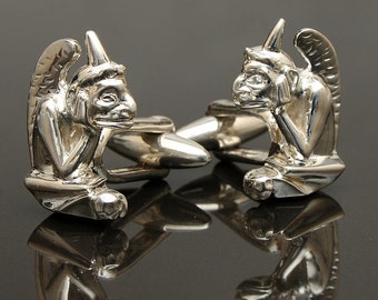 Gargoyle Cufflinks, Sterling Silver, handcrafted / NEW Collection