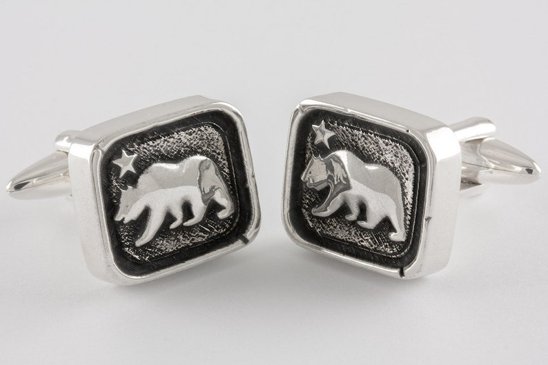 California Bear Cufflinks, Sterling Silver, personalized image 2