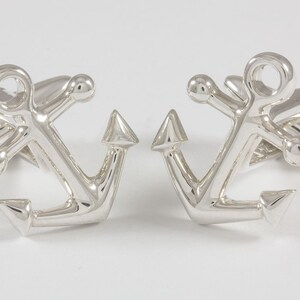 Anchor Cufflinks, Sterling Silver, personalized