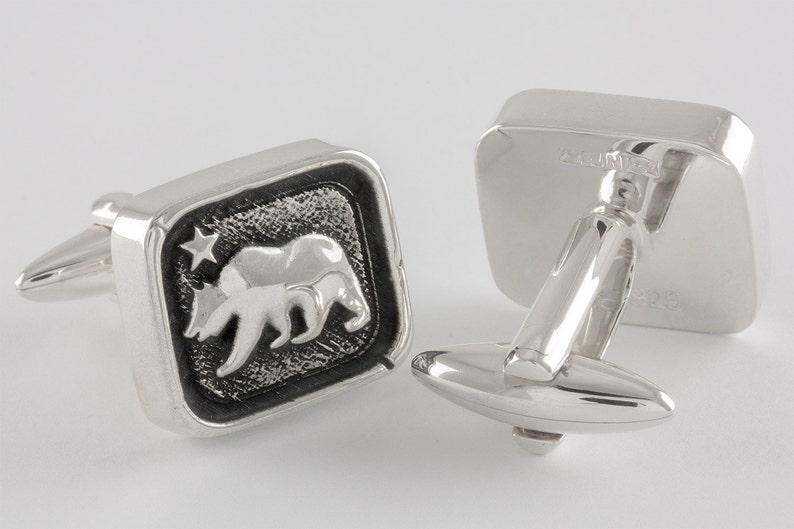 California Bear Cufflinks, Sterling Silver, personalized image 1