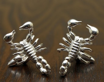 Handcrafted Cufflinks Scorpion, Sterling Silver, Handmade
