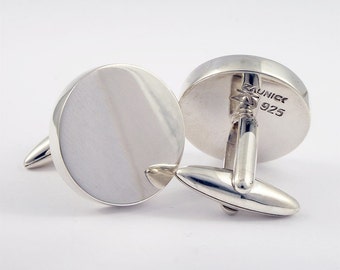 Round Handcrafted Cufflinks, Sterling Silver