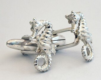 Seahorse Cufflinks, Sterling Silver, Handmade
