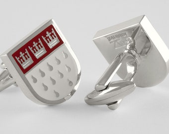 Cologne Cufflinks, City Crest, Sterling Silver & Enamel, Sterling Silver, personalized