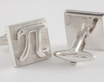 3.14 Pi Squared Cufflinks, Sterling Silver, personalized