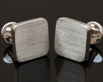 Sterling Silver Cufflinks, Sanded Square