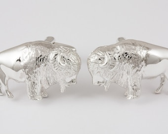 Bison Cufflinks, Sterling Silver, personalized