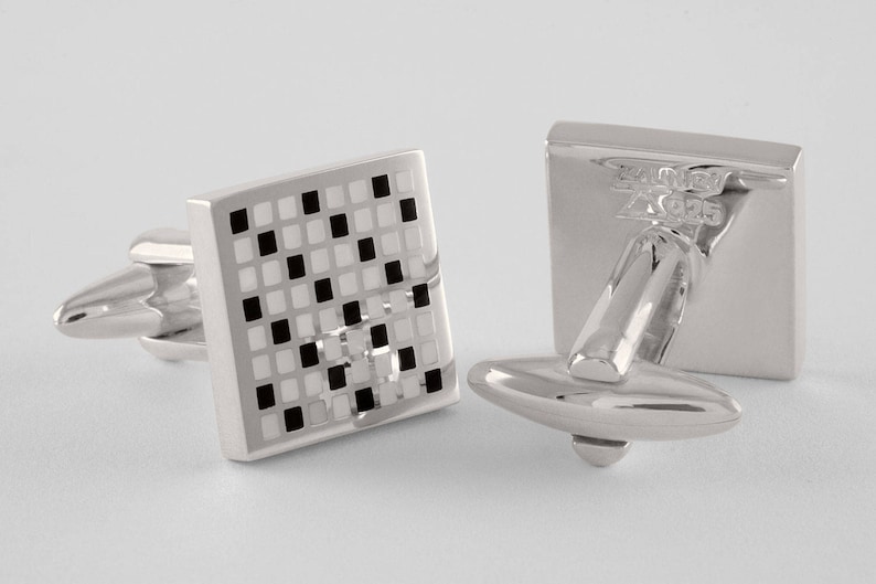 personalized handcrafted Diagonal Pixel Art Cufflinks Sterling Silver /& Enamel