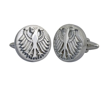 Round Eagle Cufflinks, Sterling Silver, personalized