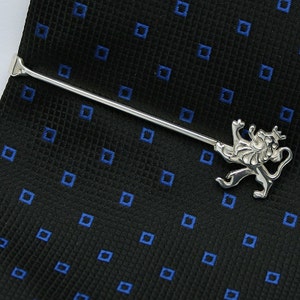 Lion Tie Bar Clip, Sterling Silver, Handcrafted