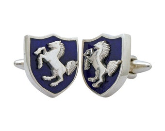 Blue Stuttgart Cufflinks, Sterling Silver, personalized