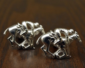 Polo Cufflinks, Sterling Silver, Handmade