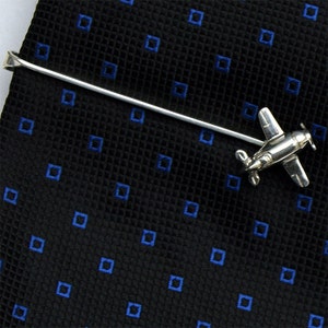 Gee Bee Plane Tie Bar Clip, Sterling Silver, Handcrafted