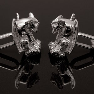 Gothic Gargoyle Cufflinks, Sterling Silver, handcrafted image 2