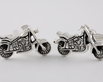 Motorcycle Cufflinks, Sterling Silver, personalized